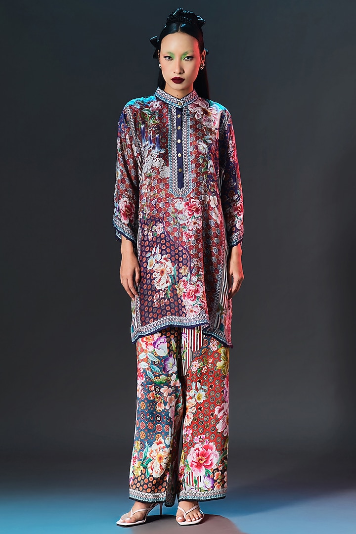 Multi-Colored Silk Front Panel Tunic by Rajdeep Ranawat at Pernia's Pop Up Shop