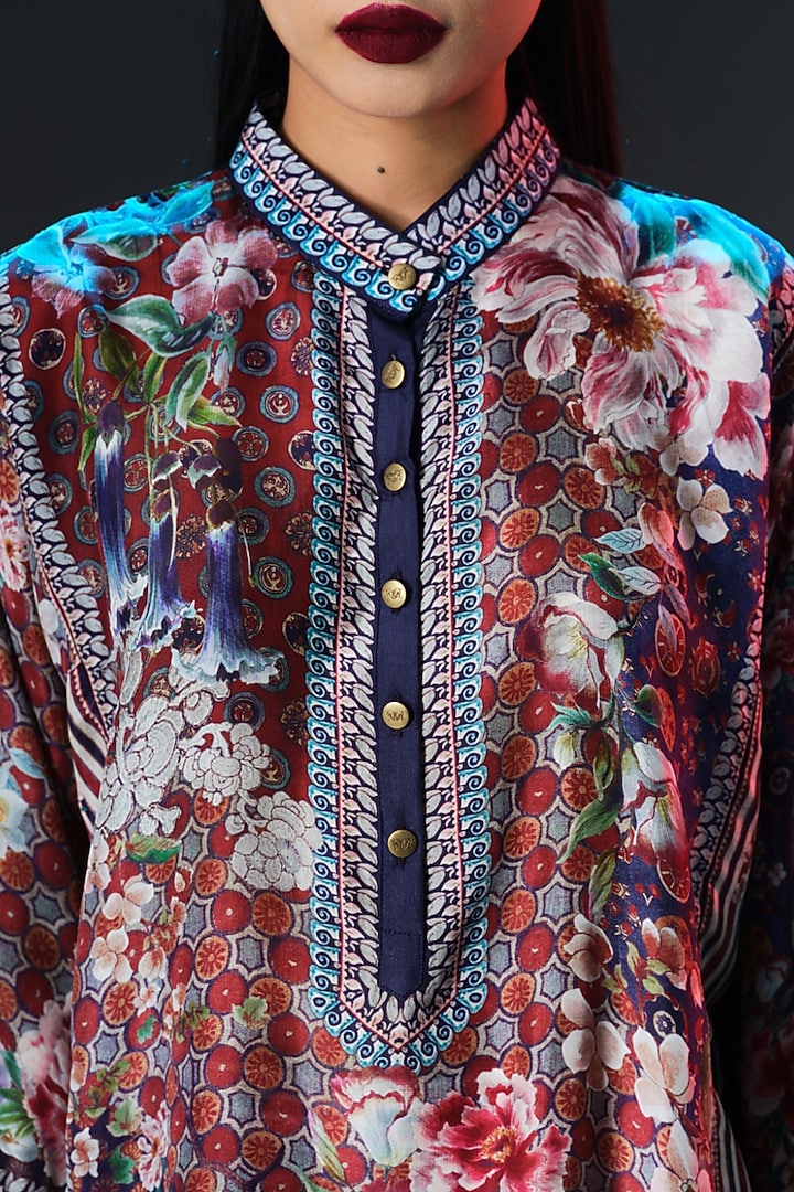 Multi-Colored Silk Front Panel Tunic by Rajdeep Ranawat at Pernia's Pop Up Shop