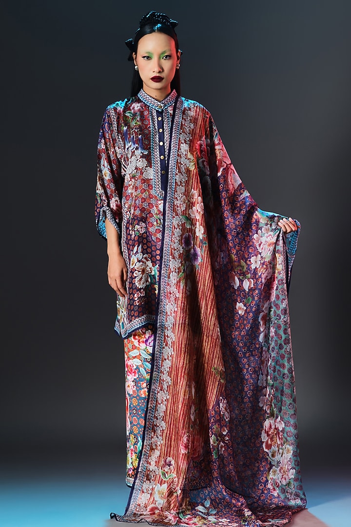 Multi-Colored Kota Silk Printed Dupatta by Rajdeep Ranawat at Pernia's Pop Up Shop