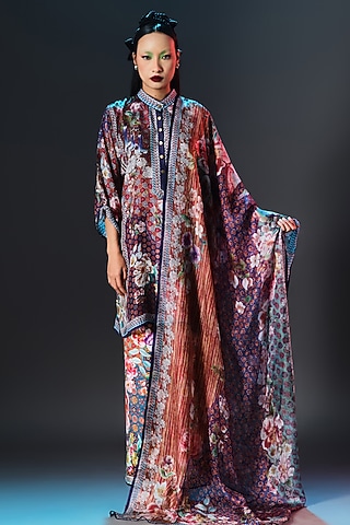 Multi-Colored Kota Silk Printed Dupatta by Rajdeep Ranawat