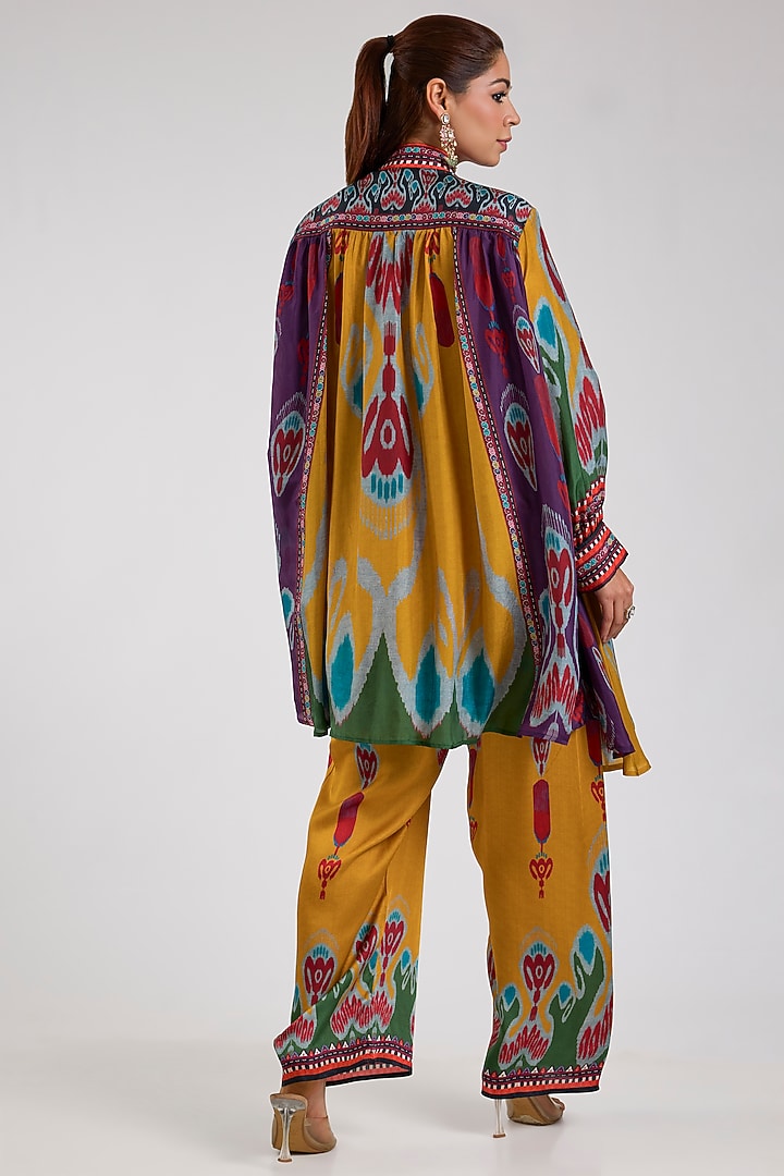 Mustard Silk Printed Tunic Set by Rajdeep Ranawat at Pernia's Pop Up Shop