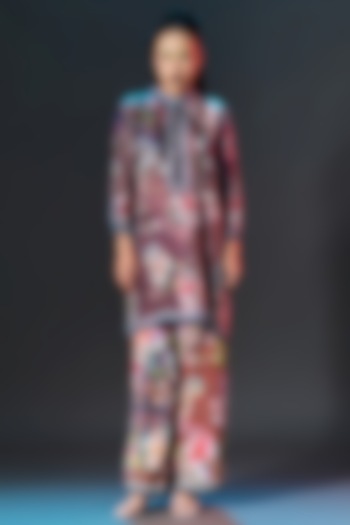 Multi-Colored Modal Satin Printed Pants by Rajdeep Ranawat at Pernia's Pop Up Shop