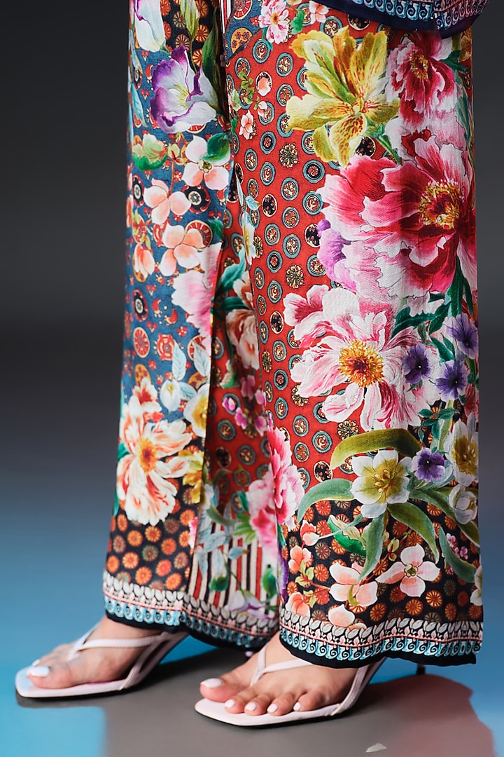 Multi-Colored Modal Satin Printed Pants by Rajdeep Ranawat at Pernia's Pop Up Shop