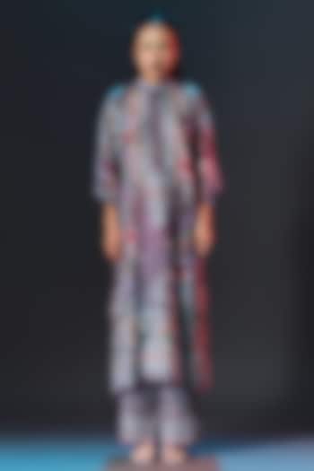 Multi-Colored Silk Long Panel Tunic by Rajdeep Ranawat at Pernia's Pop Up Shop