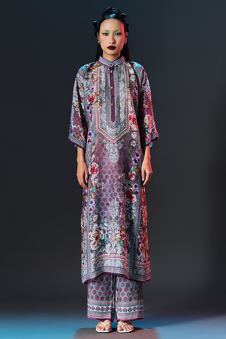 Multi-Colored Silk Long Panel Tunic by Rajdeep Ranawat at Pernia's Pop Up Shop