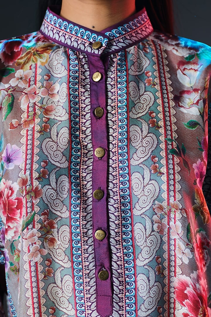 Multi-Colored Silk Long Panel Tunic by Rajdeep Ranawat at Pernia's Pop Up Shop