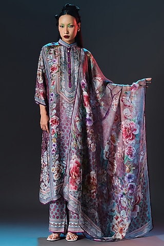 Multi-Colored Kota Silk Printed Dupatta by Rajdeep Ranawat