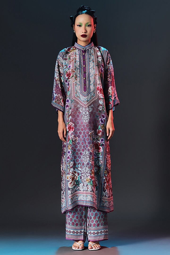 Multi-Colored Modal Satin Printed Pants by Rajdeep Ranawat at Pernia's Pop Up Shop