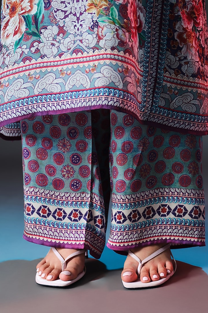 Multi-Colored Modal Satin Printed Pants by Rajdeep Ranawat at Pernia's Pop Up Shop