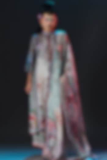 Beige & Sage Green Kota Silk Printed Dupatta by Rajdeep Ranawat at Pernia's Pop Up Shop