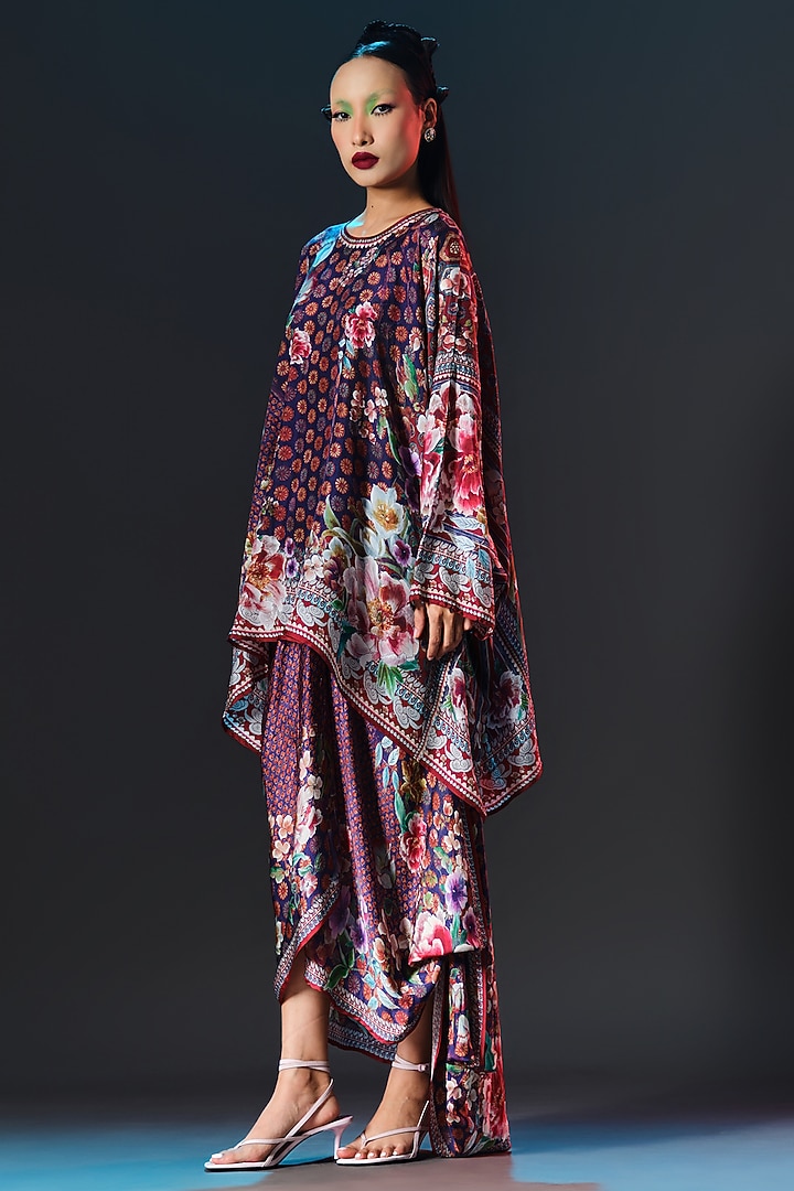 Multi-Colored Modal Satin Printed Draped Skirt Set by Rajdeep Ranawat at Pernia's Pop Up Shop