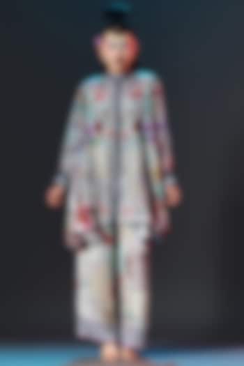 Multi-Colored Green Modal Satin Printed Pants by Rajdeep Ranawat at Pernia's Pop Up Shop