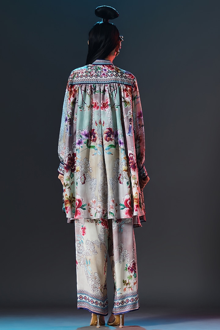 Multi-Colored Green Modal Satin Printed Pants by Rajdeep Ranawat at Pernia's Pop Up Shop