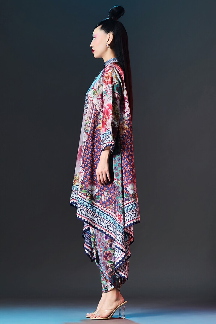 Brick Red Silk Draped Tunic by Rajdeep Ranawat at Pernia's Pop Up Shop