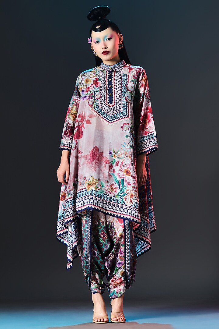 Brick Red Silk Draped Tunic by Rajdeep Ranawat at Pernia's Pop Up Shop