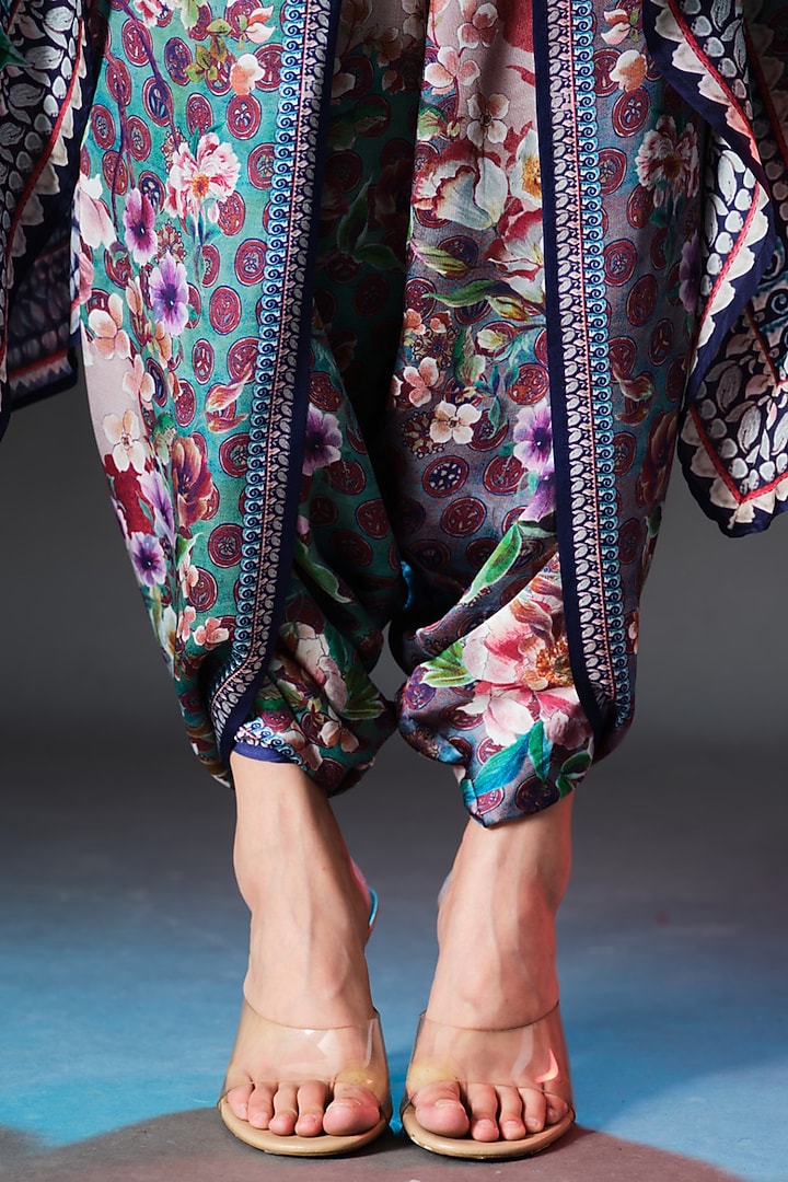 Brick Red Modal Satin Printed Dhoti Pants by Rajdeep Ranawat at Pernia's Pop Up Shop