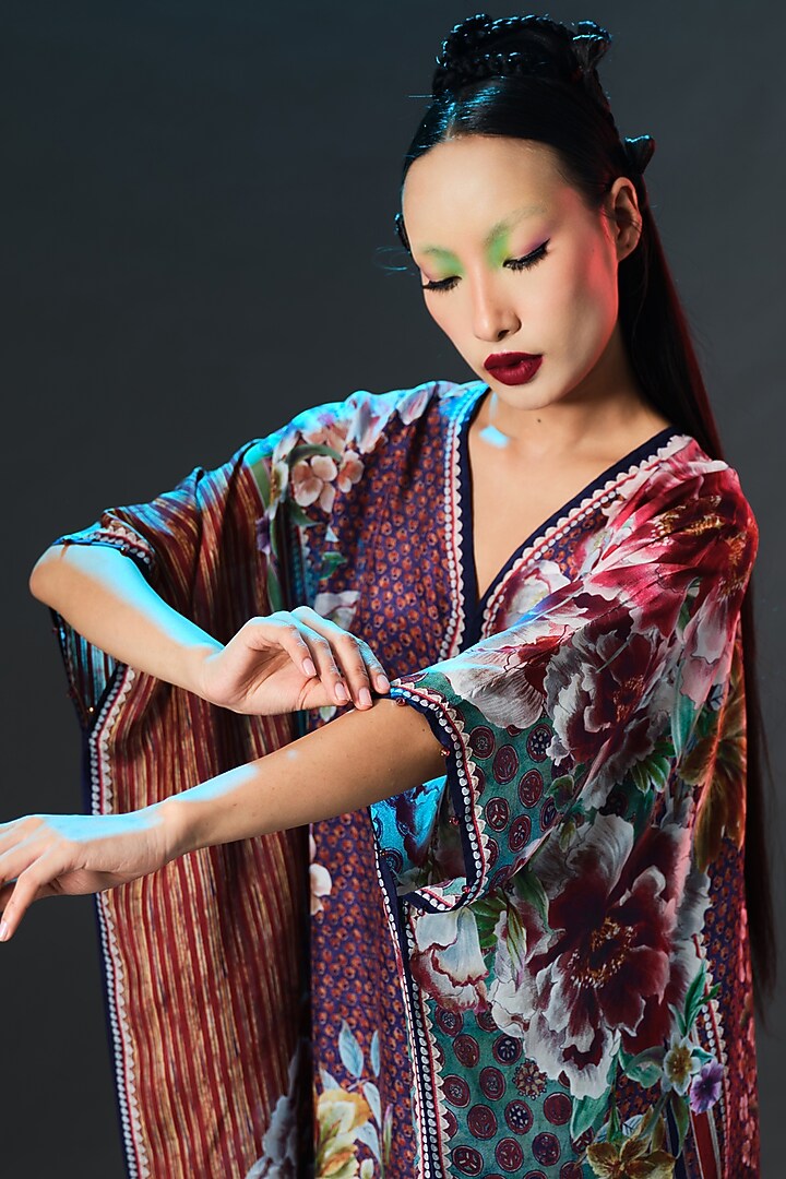 Multi-Colored Silk Kaftan by Rajdeep Ranawat at Pernia's Pop Up Shop