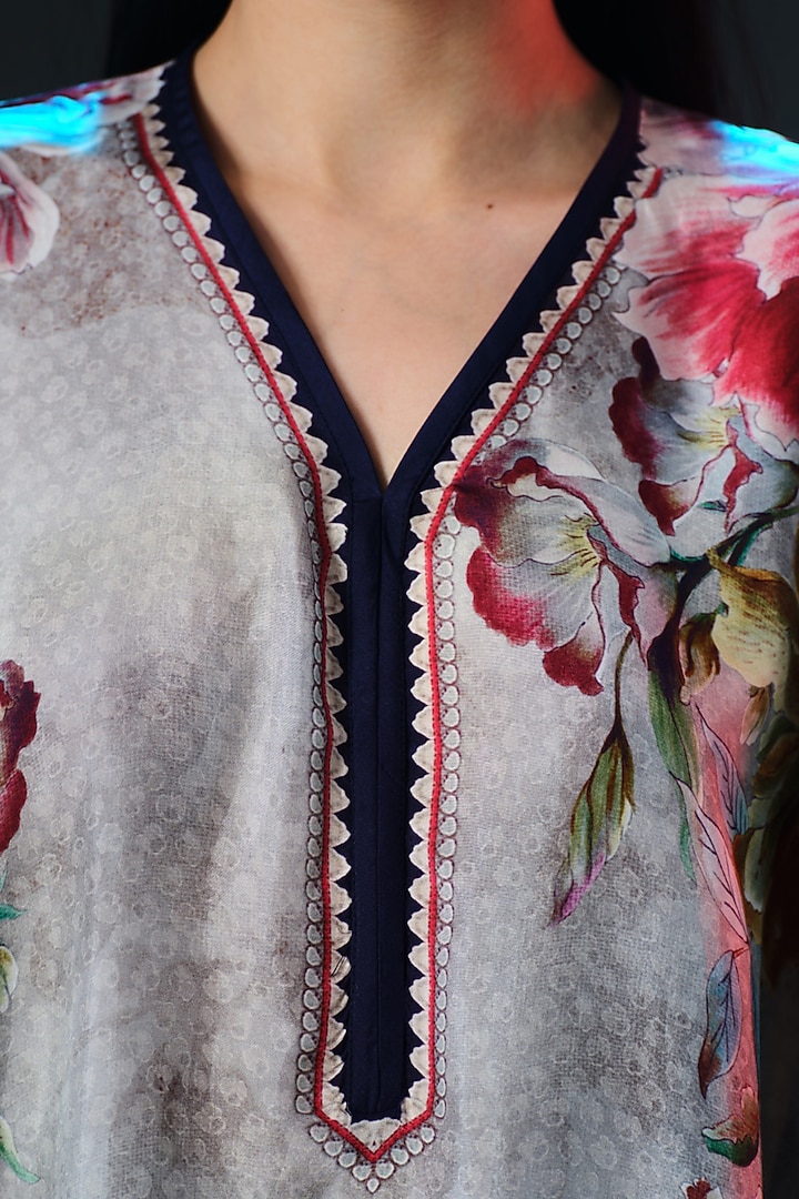 Taupe & Amber Silk Kaftan by Rajdeep Ranawat at Pernia's Pop Up Shop
