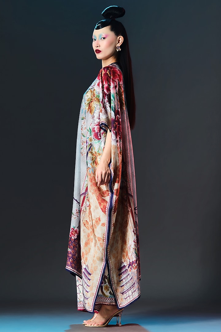 Taupe & Amber Silk Kaftan by Rajdeep Ranawat at Pernia's Pop Up Shop