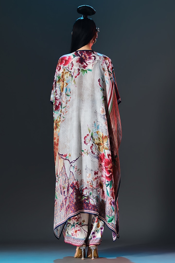 Taupe & Amber Modal Satin Printed Pants by Rajdeep Ranawat at Pernia's Pop Up Shop