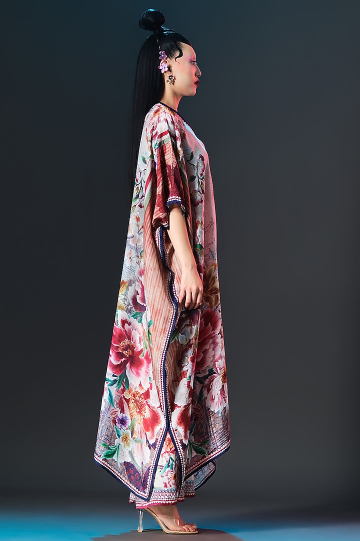 Taupe & Amber Modal Satin Printed Pants by Rajdeep Ranawat at Pernia's Pop Up Shop