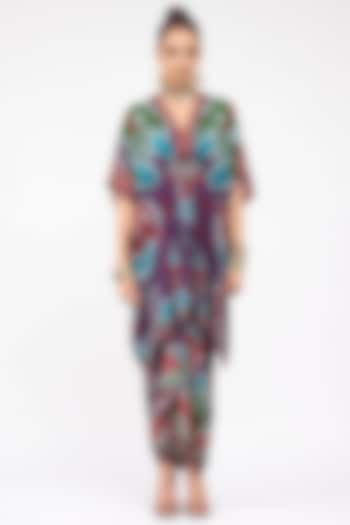 Purple Silk Printed Kaftan Set by Rajdeep Ranawat at Pernia's Pop Up Shop
