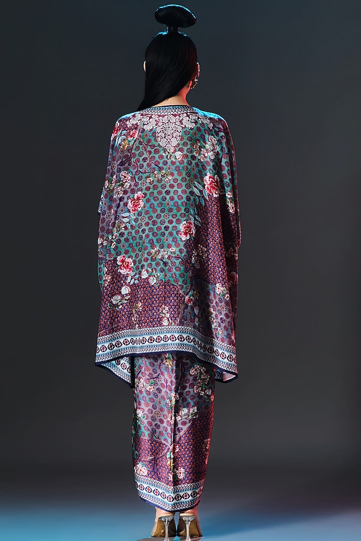 Multi-Colored Modal Satin Printed Draped Skirt by Rajdeep Ranawat at Pernia's Pop Up Shop