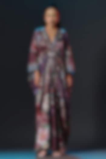 Multi-Colored Silk Printed Long Kaftan by Rajdeep Ranawat at Pernia's Pop Up Shop