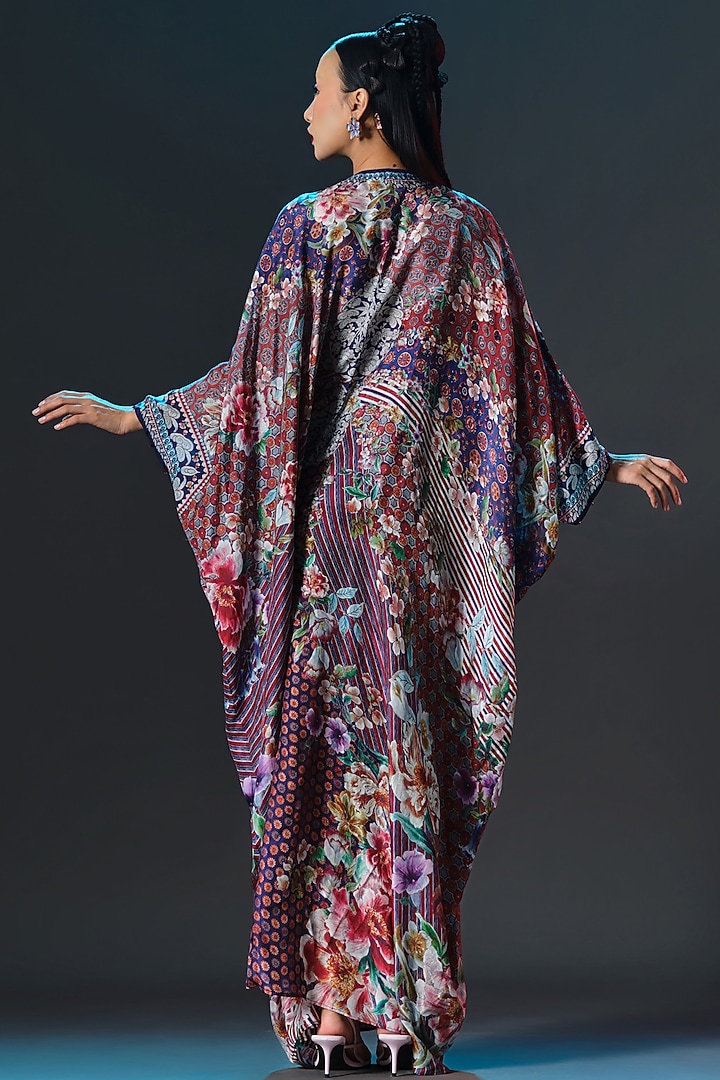 Multi-Colored Silk Printed Long Kaftan by Rajdeep Ranawat at Pernia's Pop Up Shop