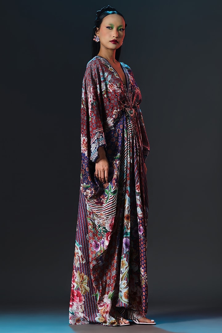 Multi-Colored Silk Printed Long Kaftan by Rajdeep Ranawat at Pernia's Pop Up Shop