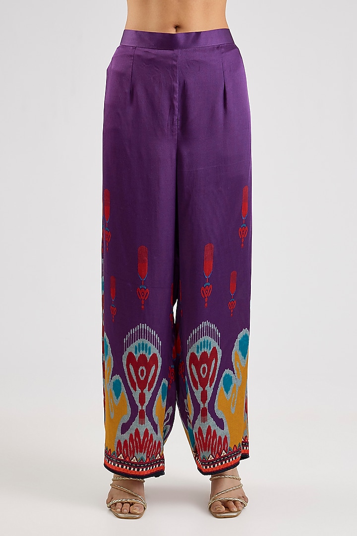 Purple Silk Printed Tunic Set by Rajdeep Ranawat at Pernia's Pop Up Shop