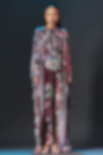 Multi-Colored Silk Crystalised Printed Boxy-Fit Kaftan by Rajdeep Ranawat at Pernia's Pop Up Shop