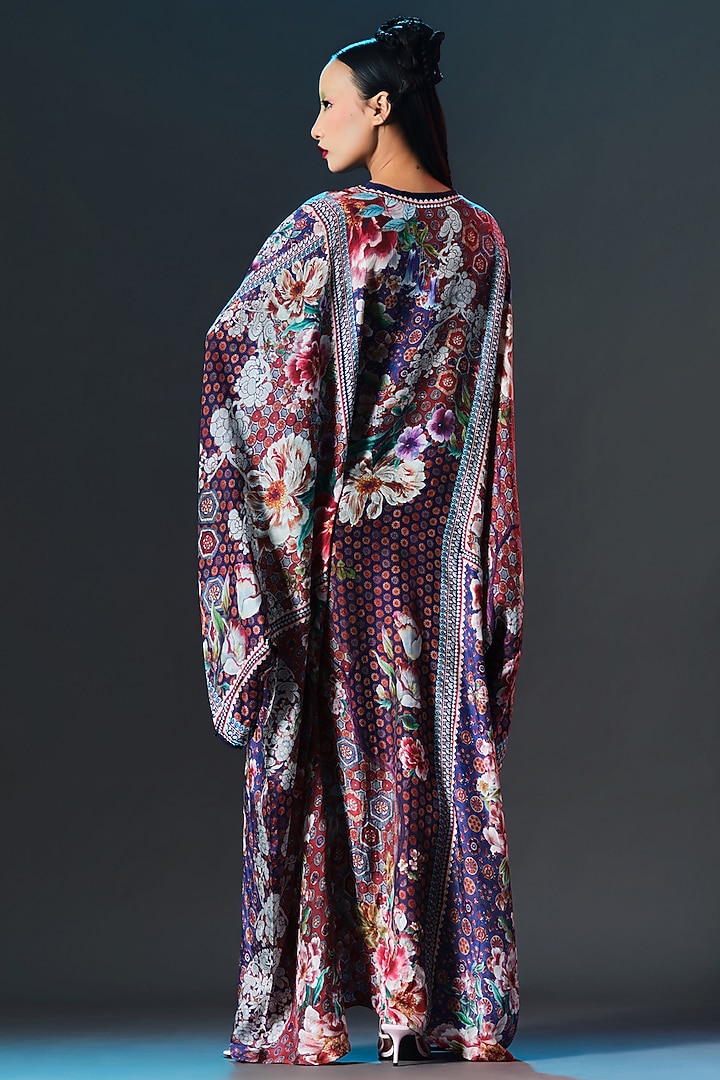 Multi-Colored Silk Crystalised Printed Boxy-Fit Kaftan by Rajdeep Ranawat at Pernia's Pop Up Shop
