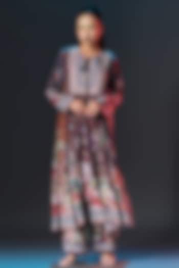 Multi-Colored Silk Printed Wedding Anarkali by Rajdeep Ranawat at Pernia's Pop Up Shop