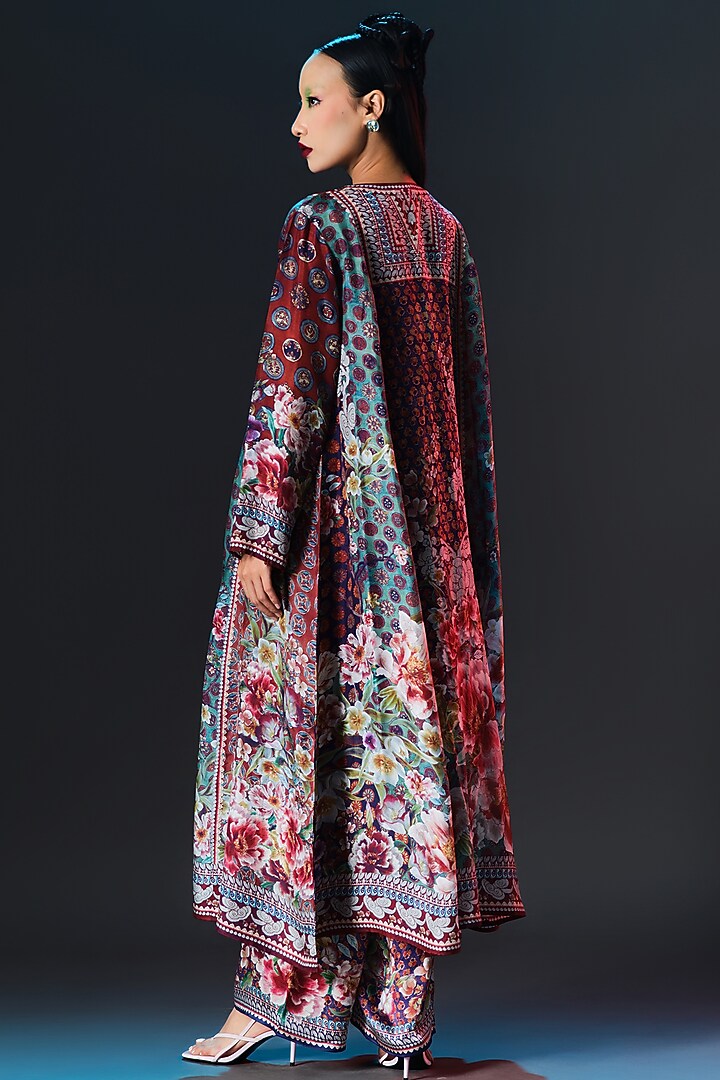 Multi-Colored Silk Printed Wedding Anarkali by Rajdeep Ranawat at Pernia's Pop Up Shop
