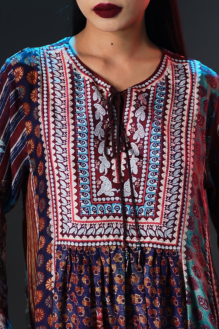 Multi-Colored Silk Printed Wedding Anarkali by Rajdeep Ranawat at Pernia's Pop Up Shop