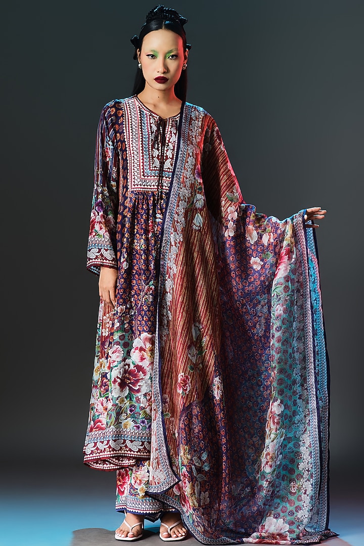 Multi-Colored Kota Silk Printed Dupatta by Rajdeep Ranawat at Pernia's Pop Up Shop