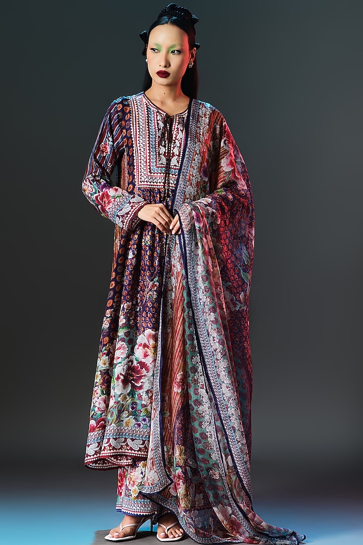 Multi-Colored Kota Silk Printed Dupatta by Rajdeep Ranawat at Pernia's Pop Up Shop