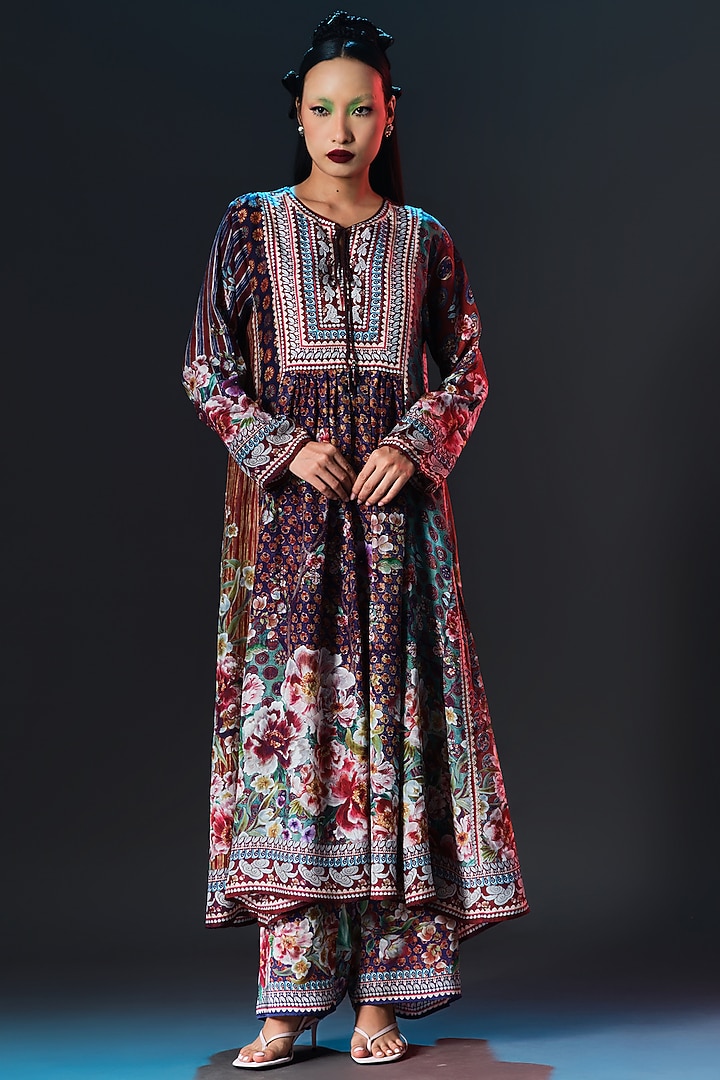 Multi-Colored Modal Satin Printed Pants by Rajdeep Ranawat at Pernia's Pop Up Shop