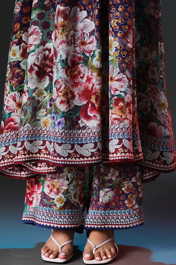 Multi-Colored Modal Satin Printed Pants by Rajdeep Ranawat at Pernia's Pop Up Shop