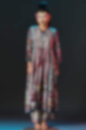 Brick Red & Sage Green Modal Satin Printed Pants by Rajdeep Ranawat at Pernia's Pop Up Shop