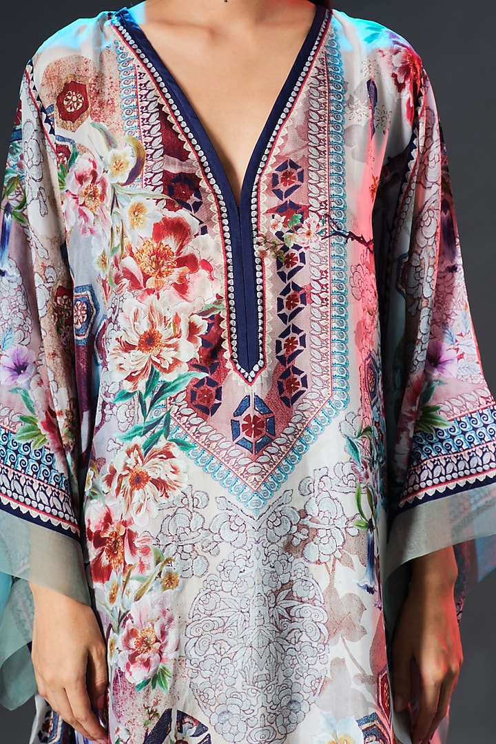 Beige Silk Kaftan by Rajdeep Ranawat at Pernia's Pop Up Shop
