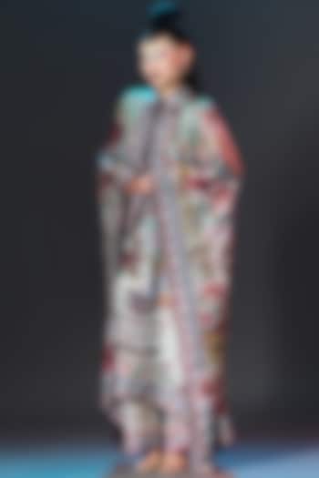 Sage Green & Beige Modal Satin Pants by Rajdeep Ranawat at Pernia's Pop Up Shop