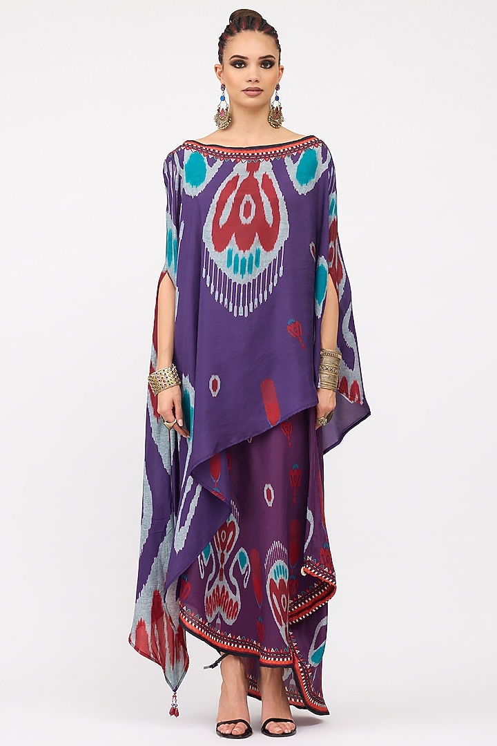 Purple Silk Printed Skirt Set by Rajdeep Ranawat at Pernia's Pop Up Shop