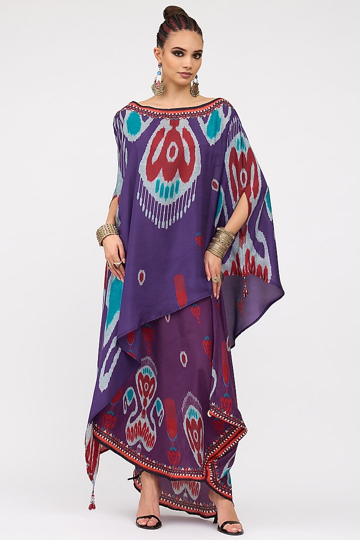 Purple Silk Printed Skirt Set by Rajdeep Ranawat at Pernia's Pop Up Shop