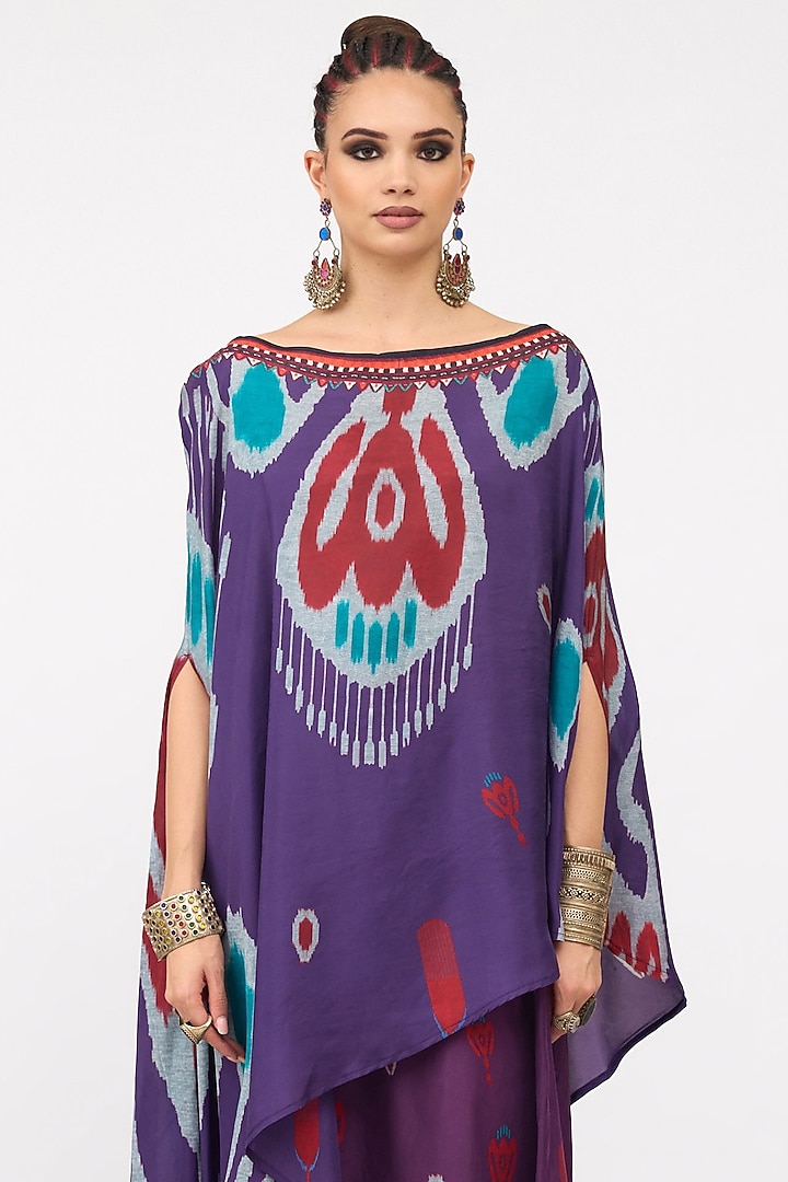 Purple Silk Printed Skirt Set by Rajdeep Ranawat at Pernia's Pop Up Shop