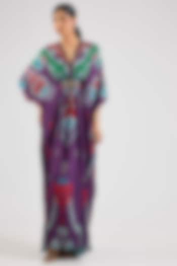 Purple Silk Kaftan by Rajdeep Ranawat at Pernia's Pop Up Shop