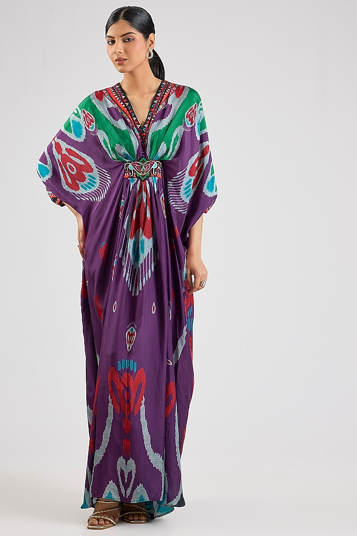 Purple Silk Kaftan by Rajdeep Ranawat at Pernia's Pop Up Shop