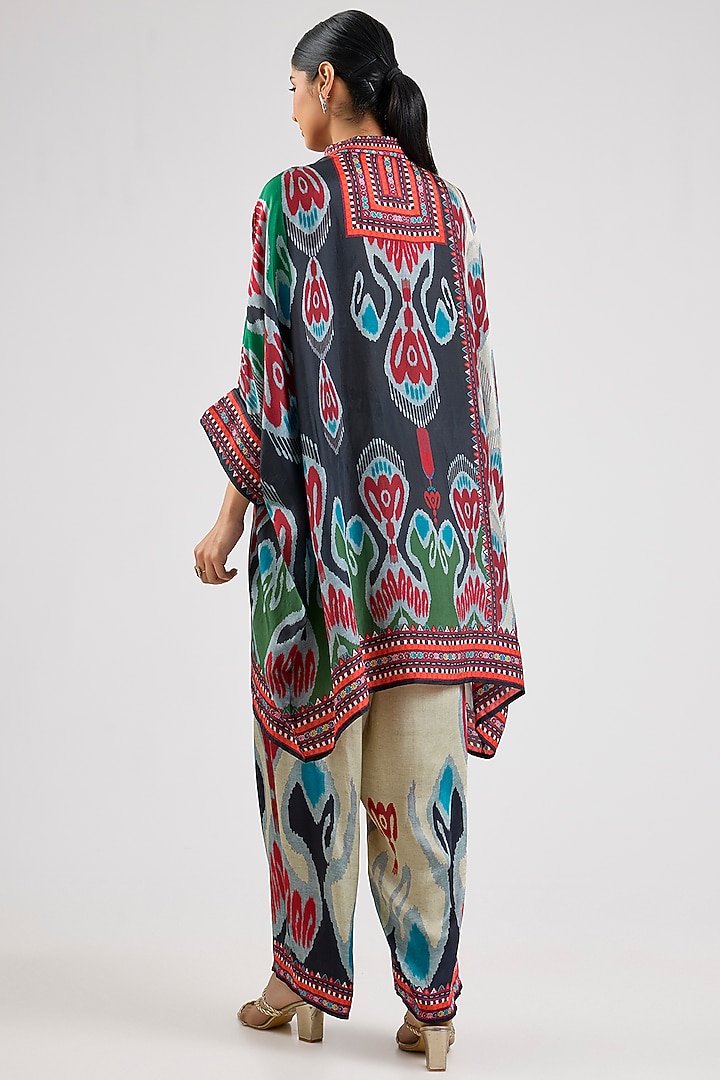 Charcoal Silk Printed Tunic Set by Rajdeep Ranawat at Pernia's Pop Up Shop