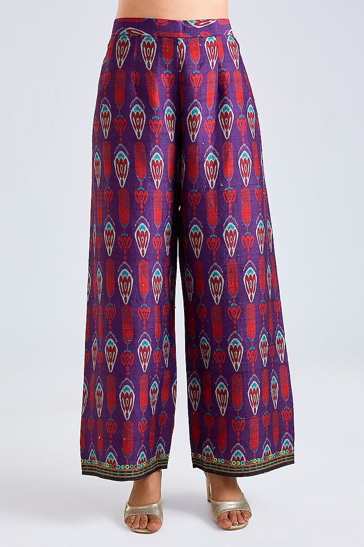 Purple Silk Dupion Printed Kurta Set by Rajdeep Ranawat at Pernia's Pop Up Shop